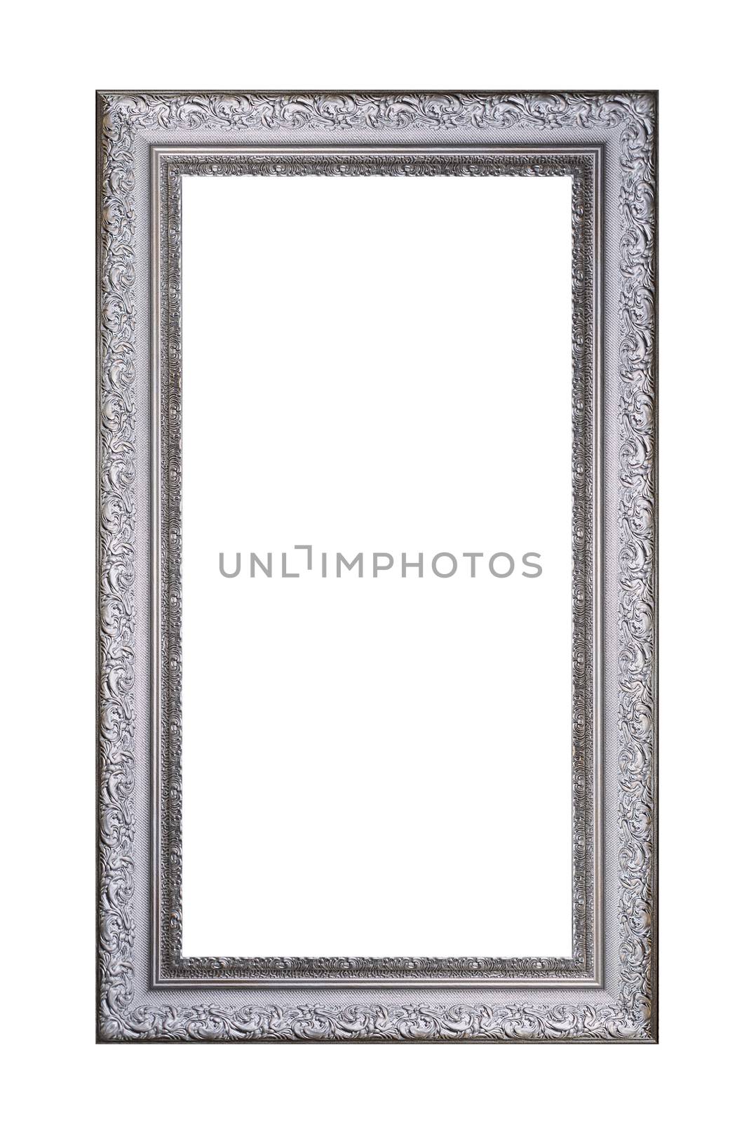 Vintage gray wooden frame isolated on white background by timonko