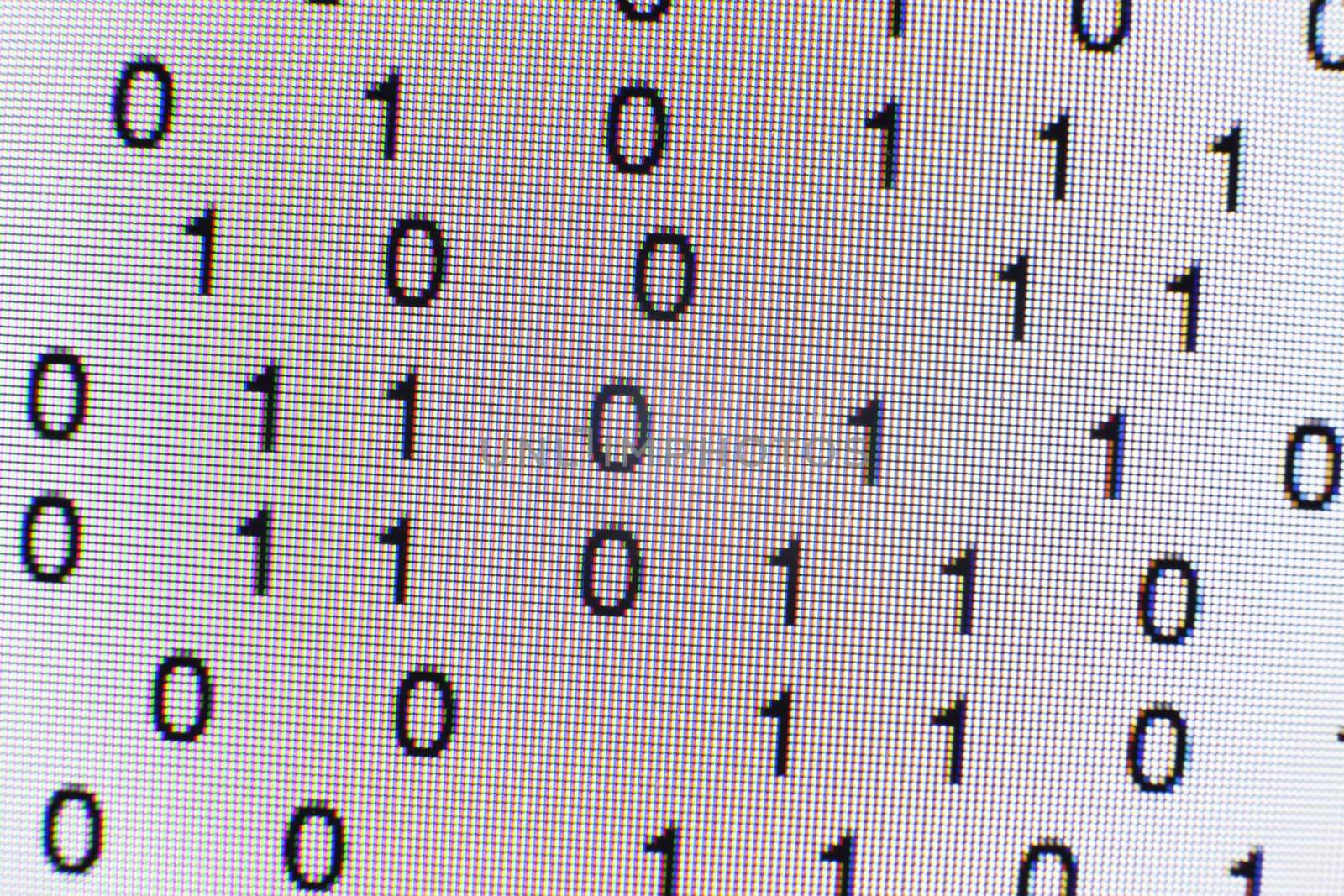 Binary code on a computer screen