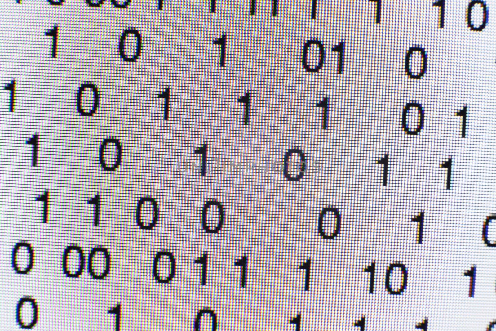 Binary code on a computer screen