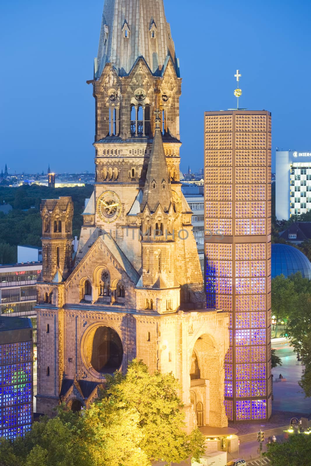 Kaiser Wilhelm Memorial Church at dusk, Berlin. Germany.