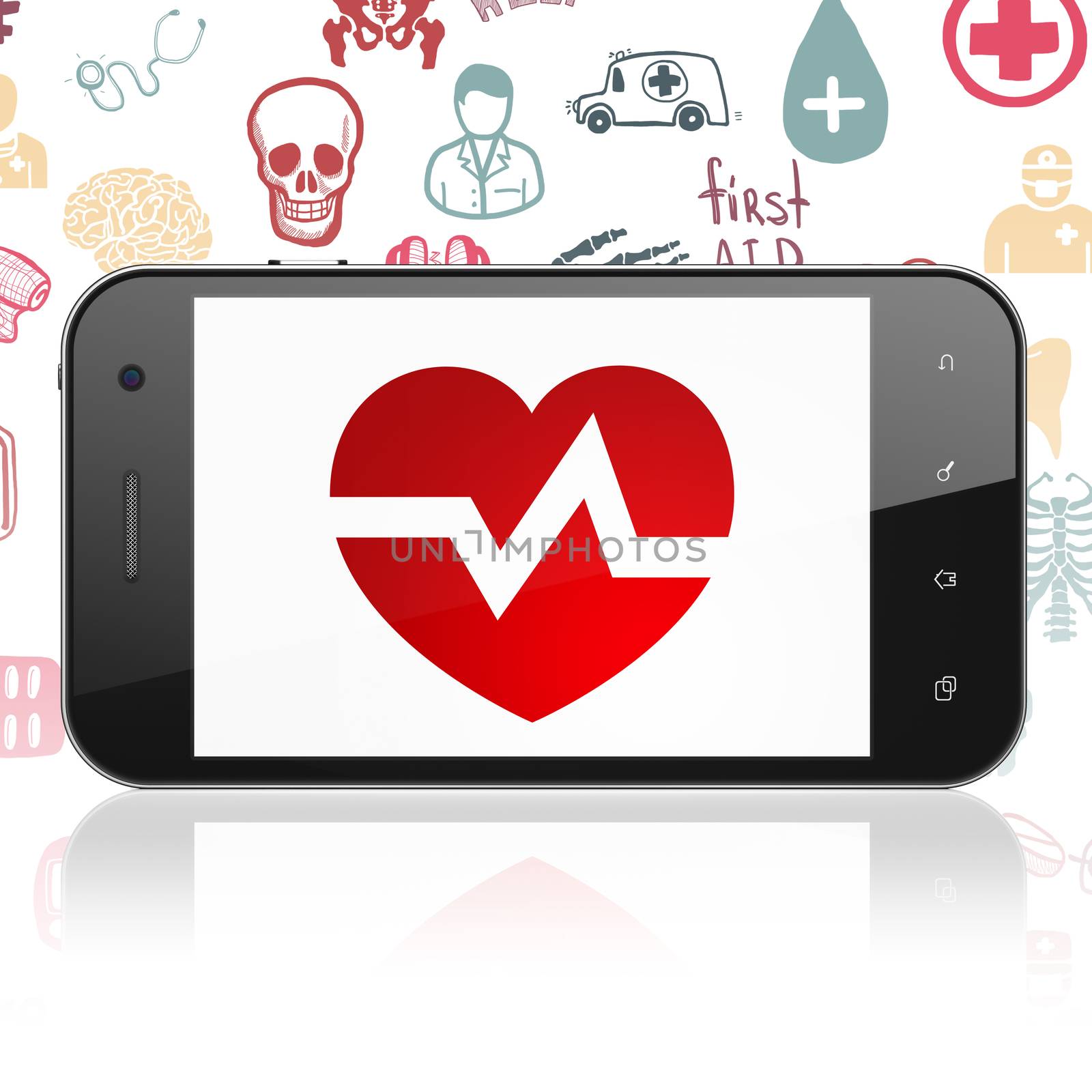 Healthcare concept: Smartphone with Heart on display by maxkabakov