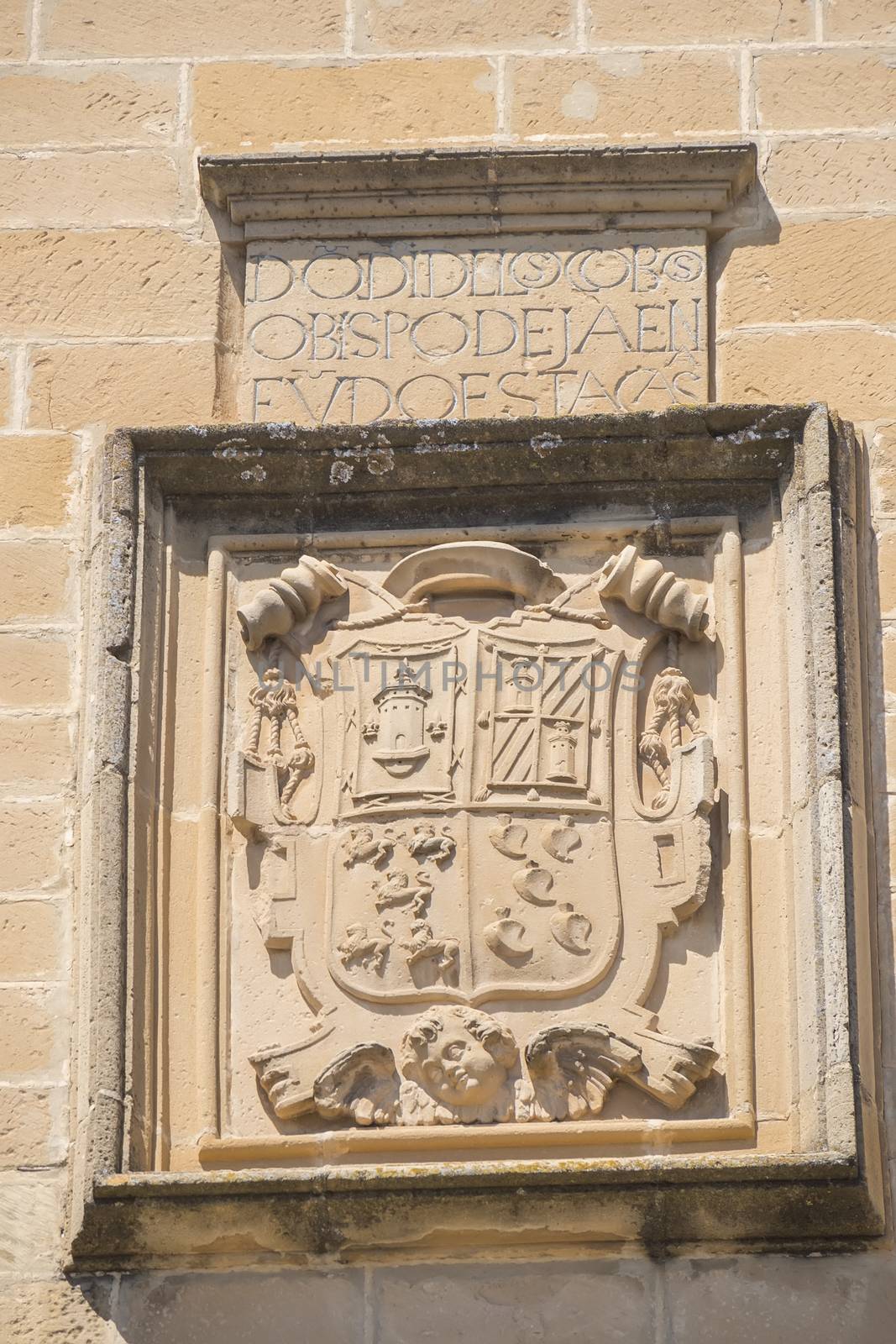 Stone shield on the main facade of the Hospital de Santiago, Ube by max8xam