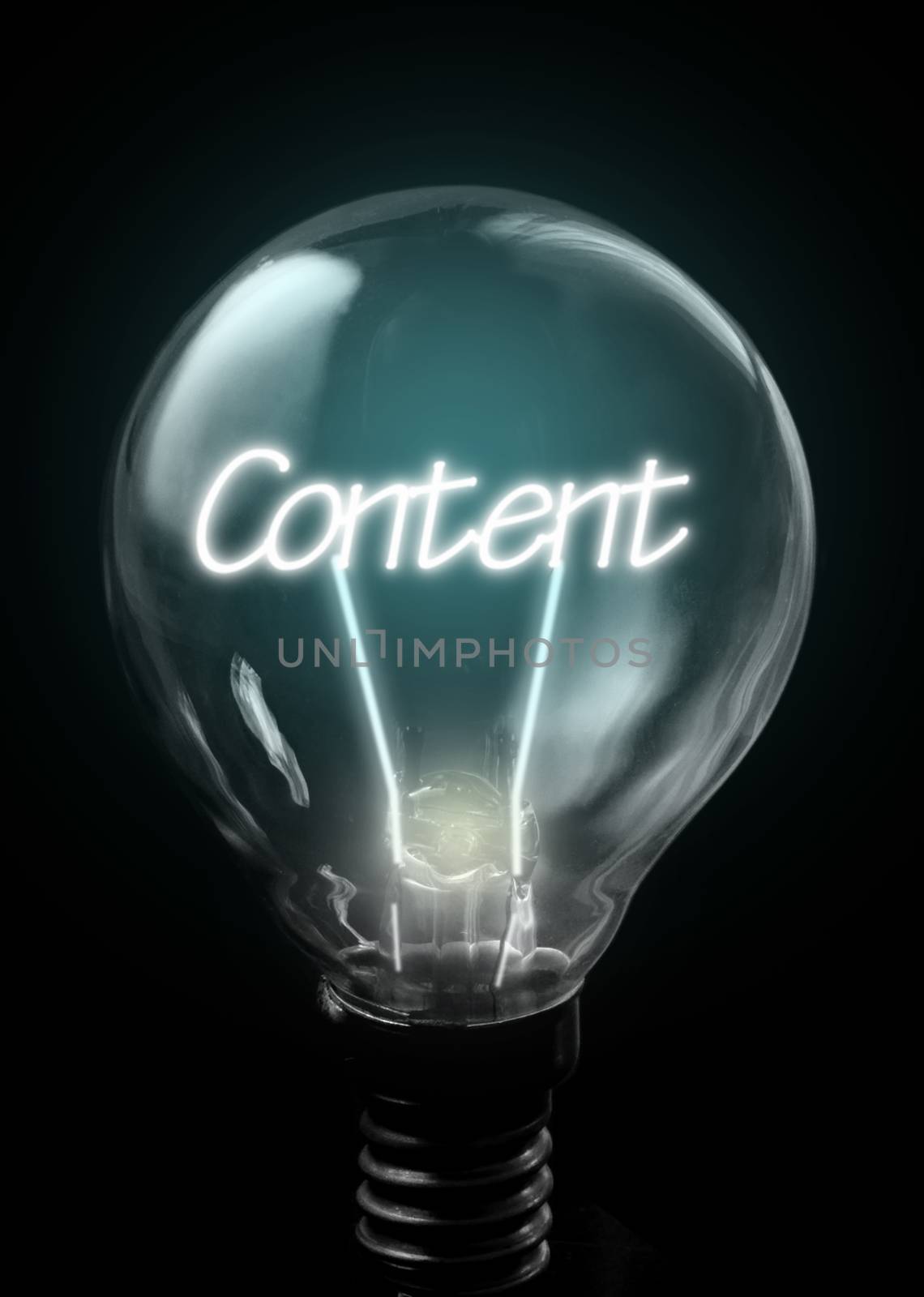 Content lit up inside a light bulb 
