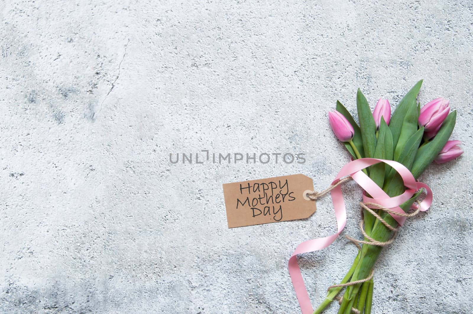 Mothers day pink tulips with gift tag 