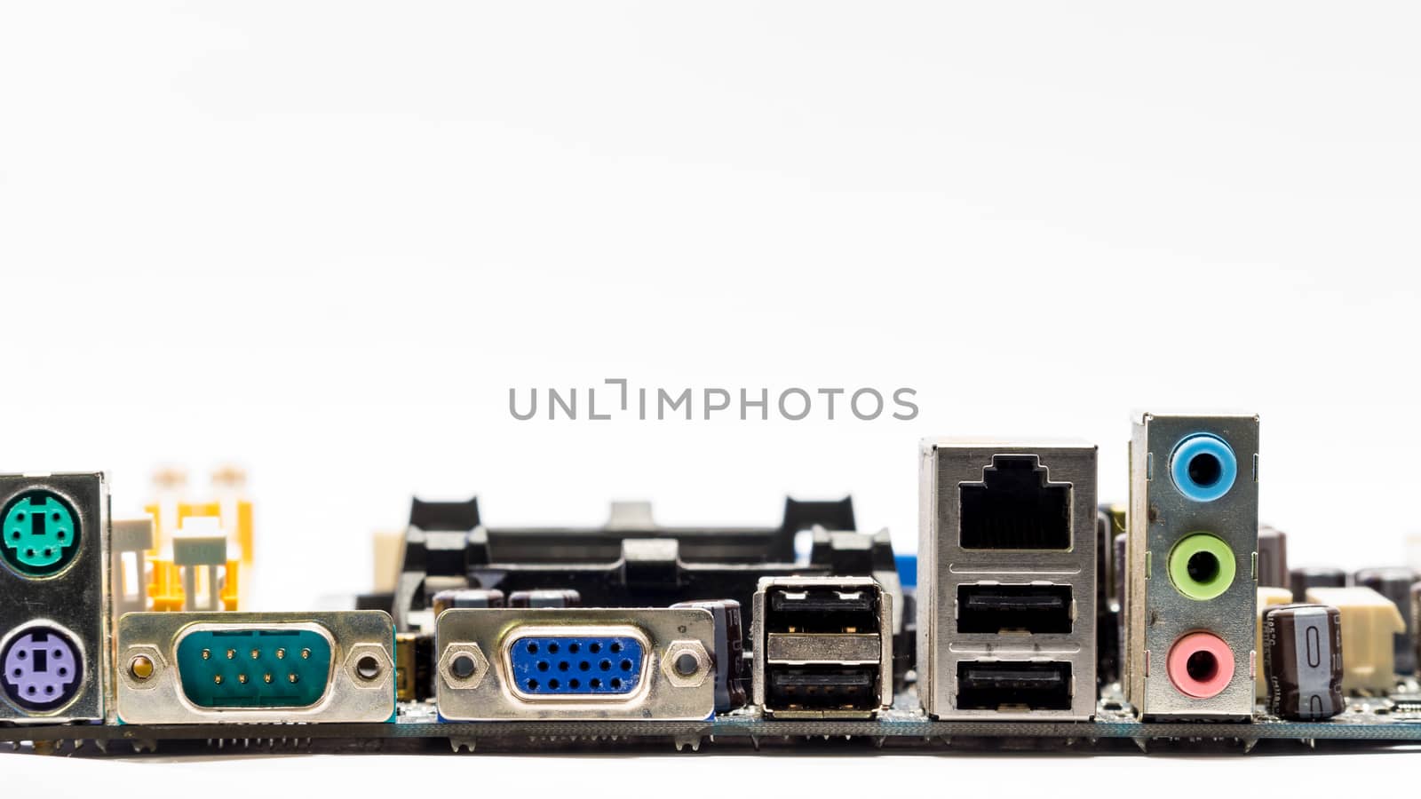 Connector of computer motherboard, isolated on white background.