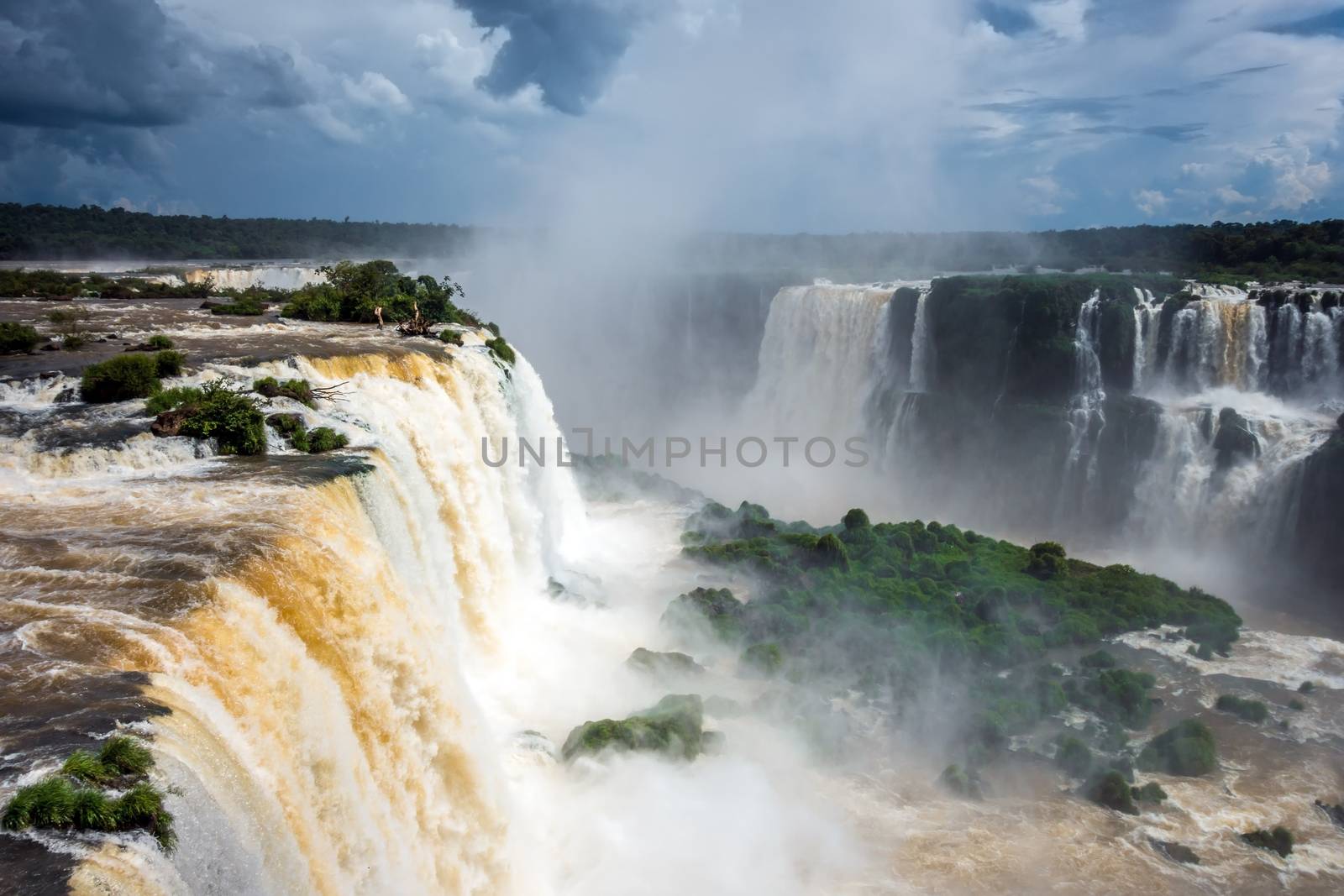 iguazu falls national park. tropical waterfalls and rainforest landscape