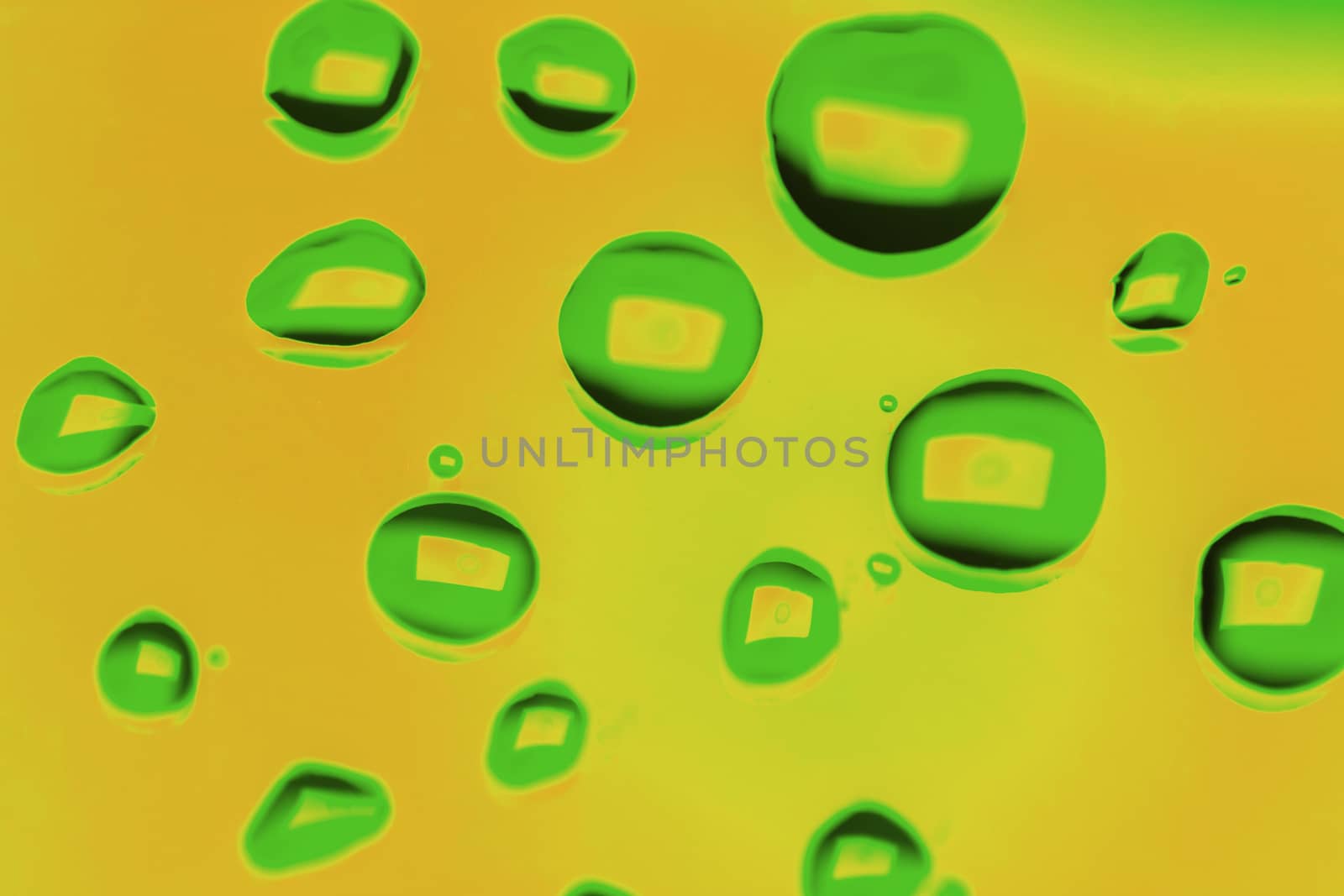 Abstract Background with Green Drops on Yellow