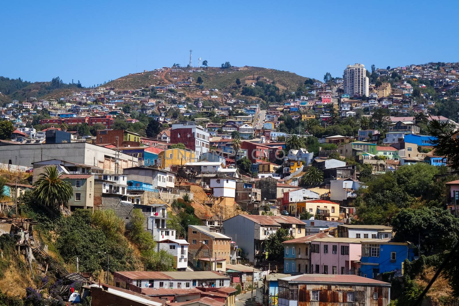 Colorful old houses in valparaiso city, Chile