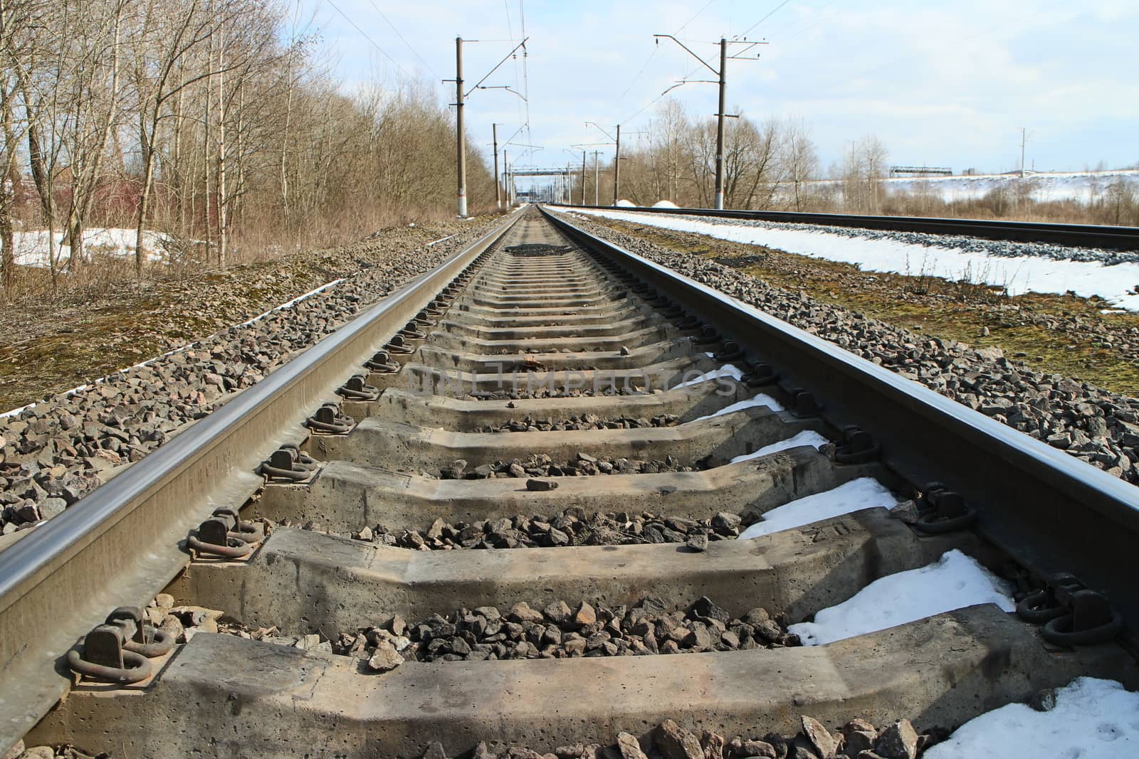 rails of railway forward go into distance