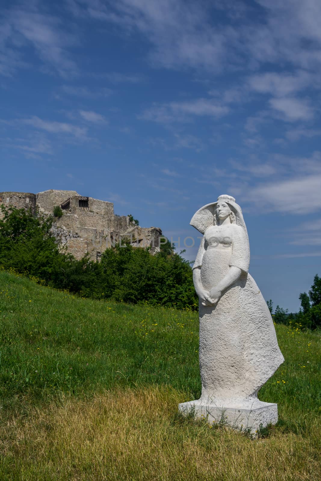 Female sculpture in Devin castle in Slovakia