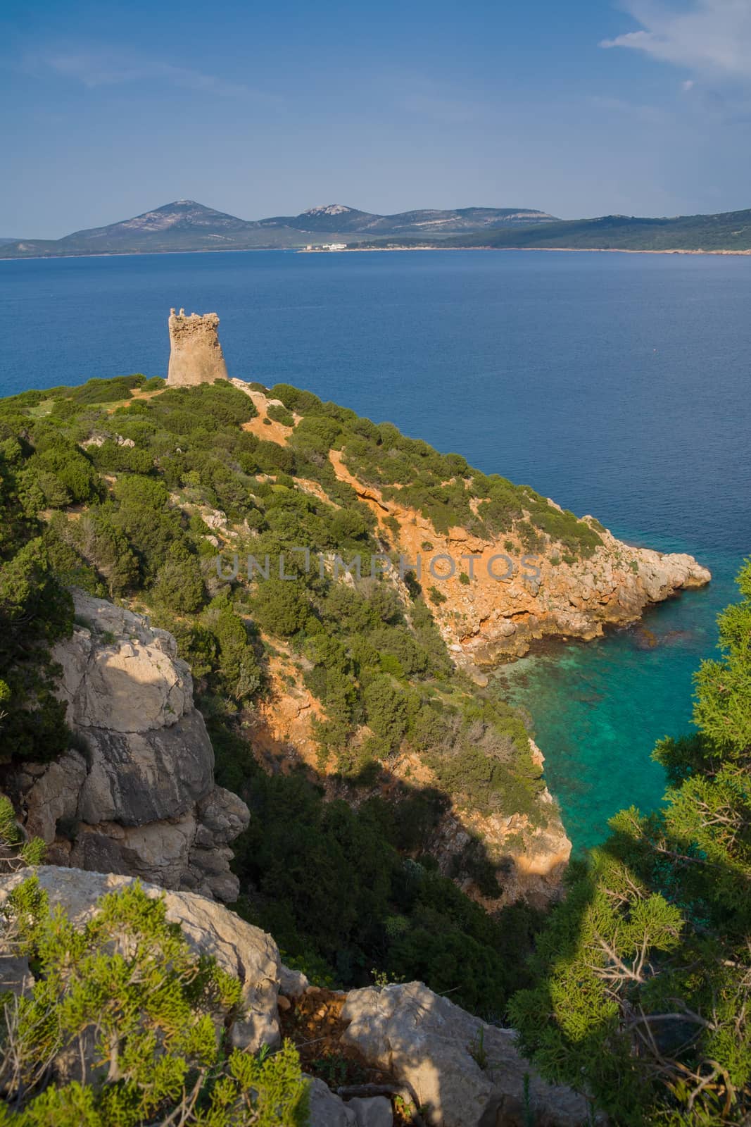 Tower near the sea. Capo Caccia. Sardinia island. Italy by rainfallsup