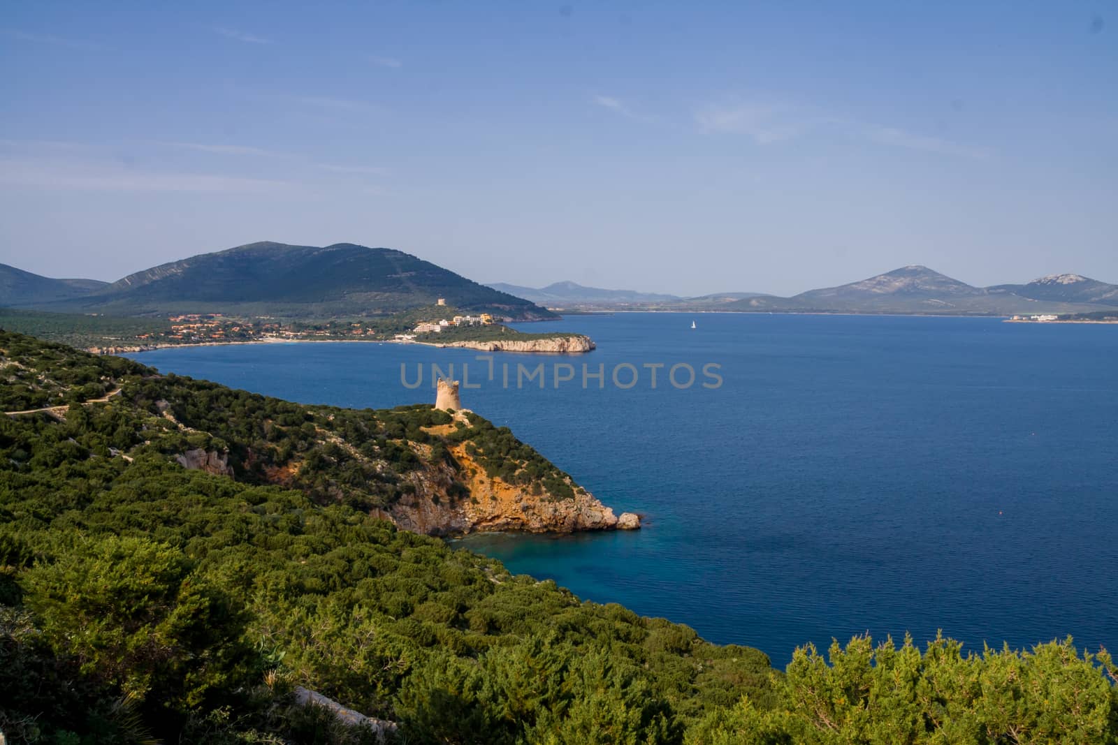 Tower near the sea. Capo Caccia. Sardinia island. Italy