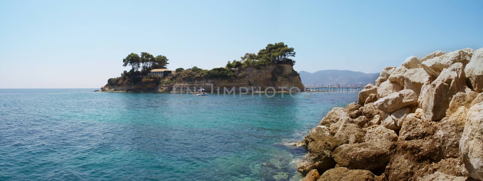 Agios Sostis. Panoramic view of paradise island on Zakynthos, Gr by rainfallsup