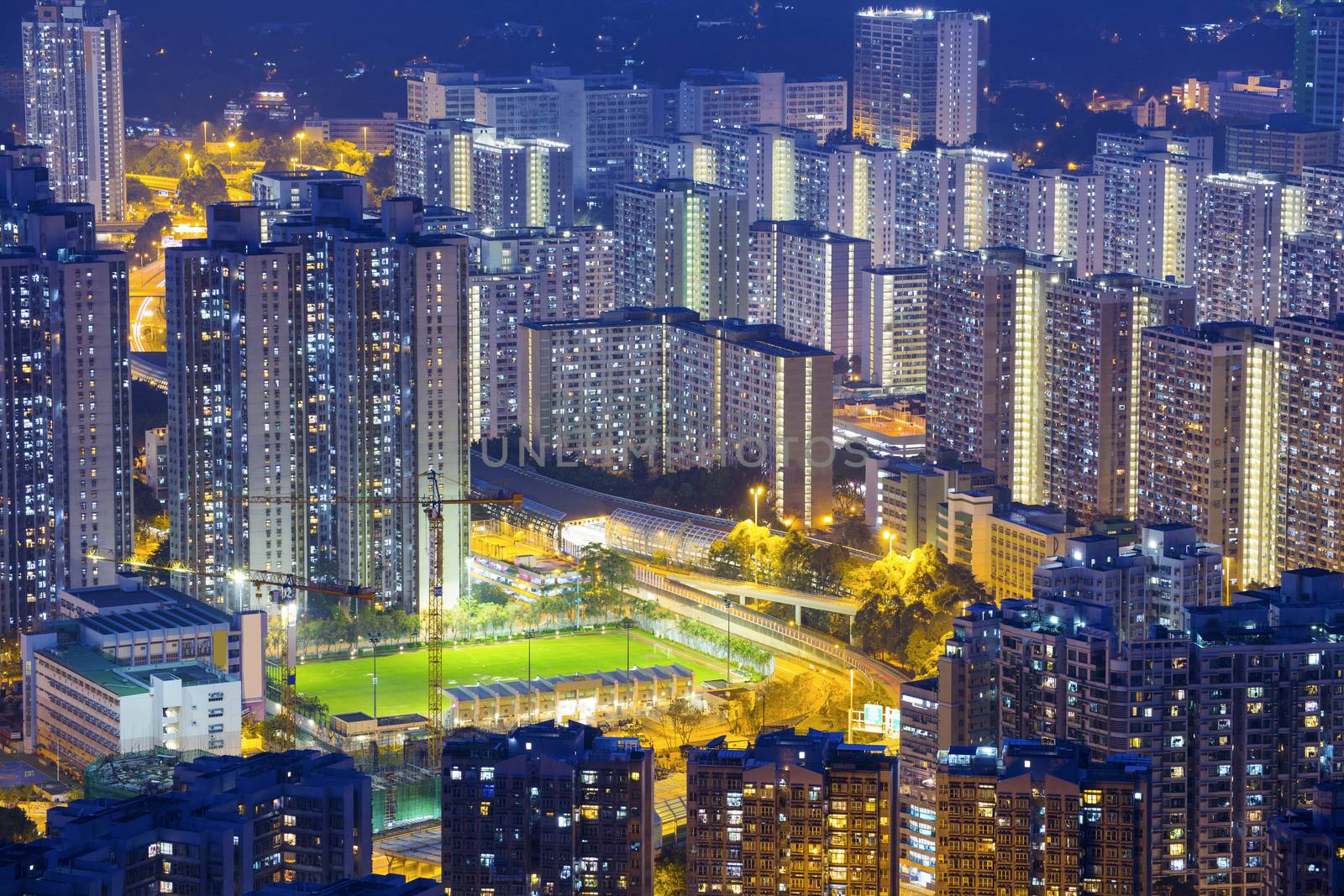 Hong Kong Tuen Mun skyline and South China sea by cozyta