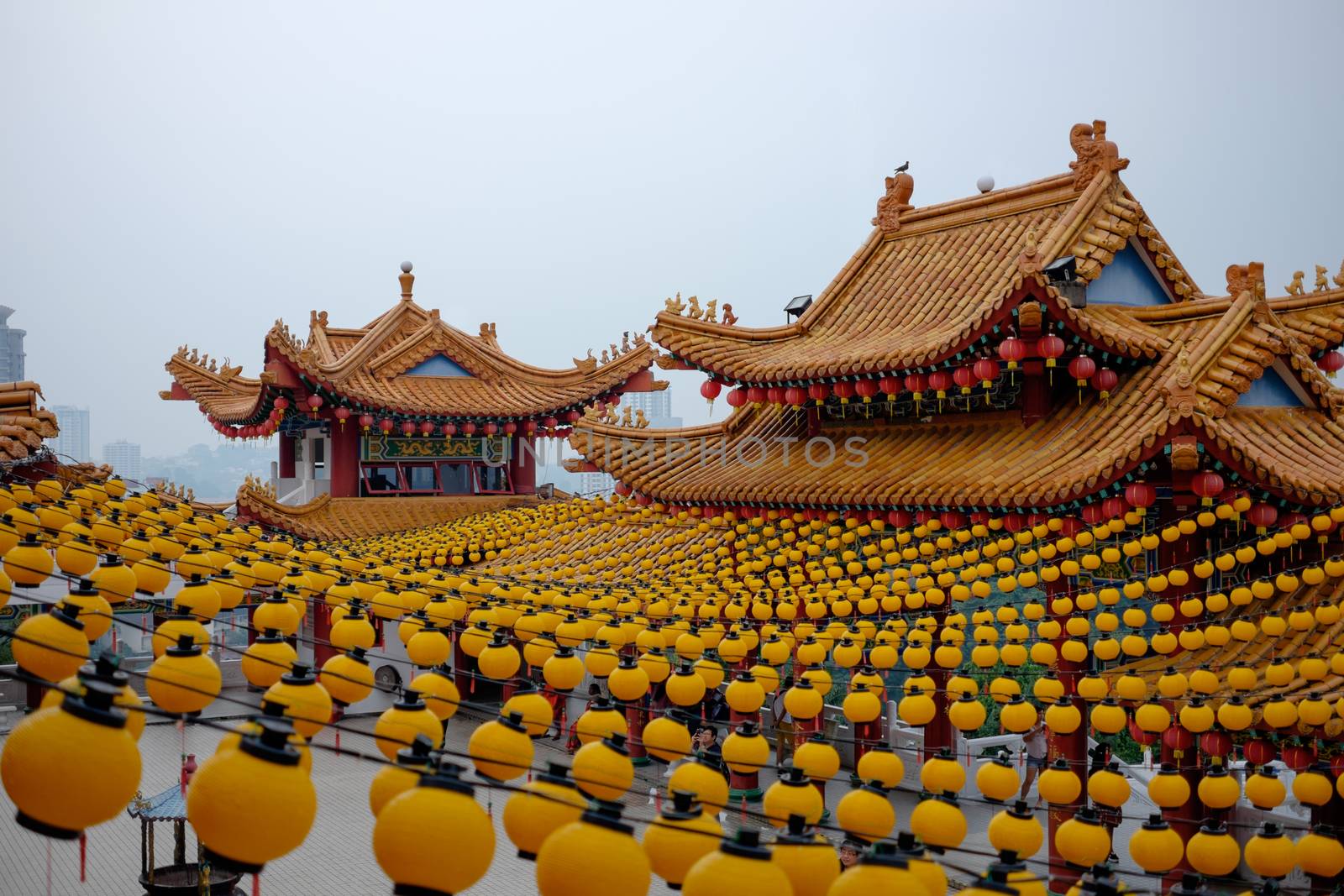 Yellow lanterns in Thean Hou temple. Kuala Lumpur. Malaysia by rainfallsup