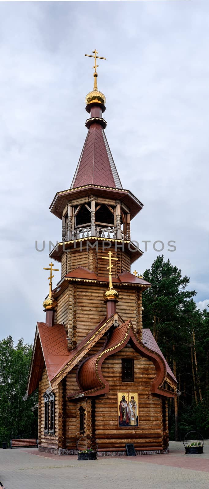 Beautiful wooden christian orthodox church of Sts Kirill and Met by rainfallsup