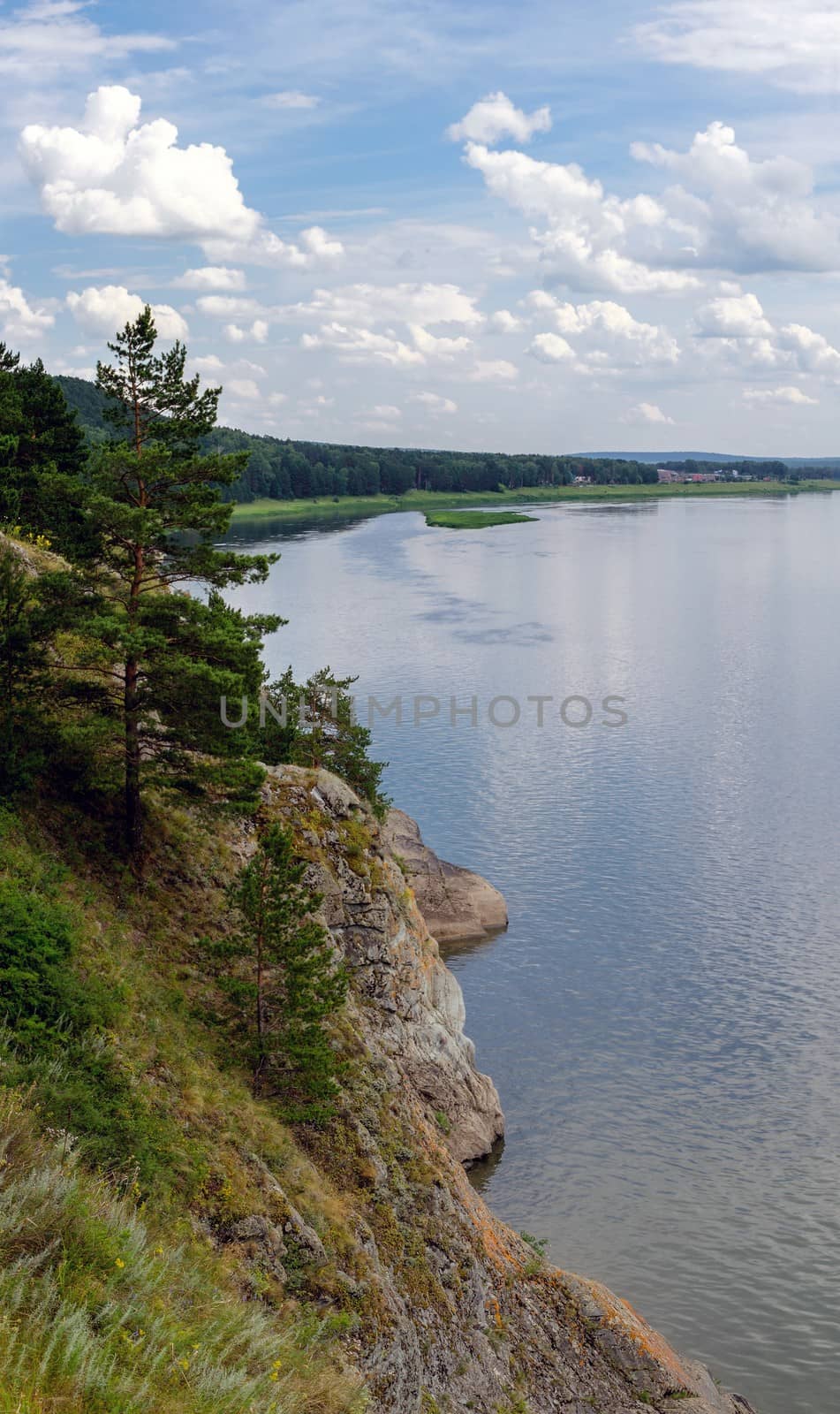 Siberian river Tom in the forest. by rainfallsup