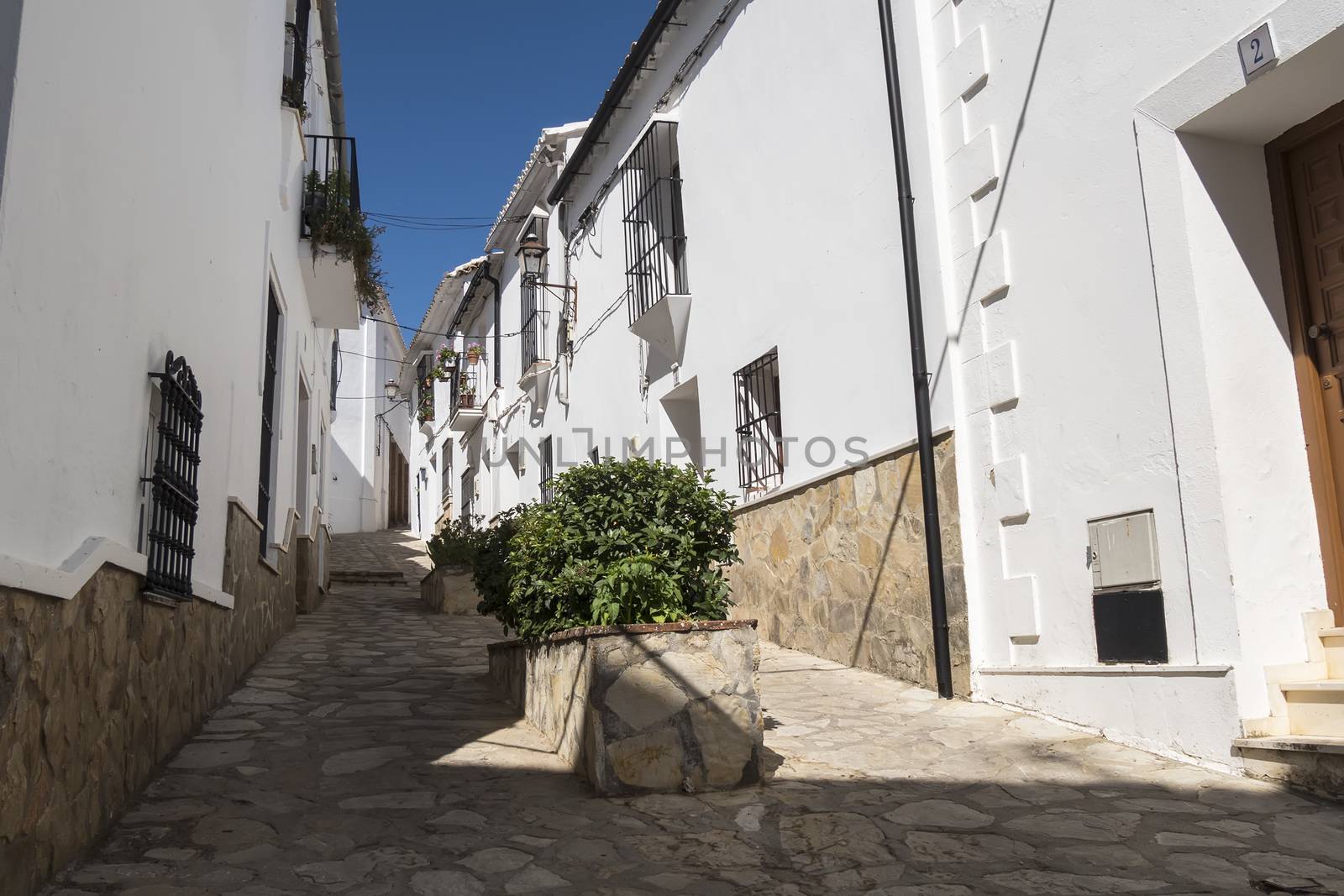 Typical white Andalusian village street in Benaocaz, Cadiz provi by max8xam