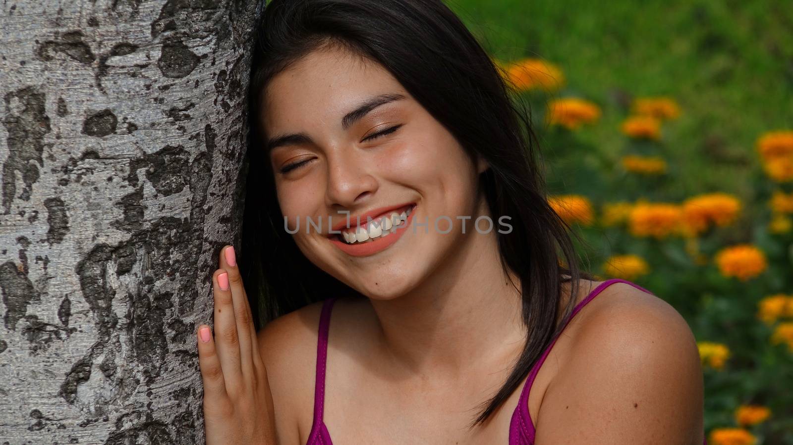 Happy Female Teen Daydreaming by dtiberio