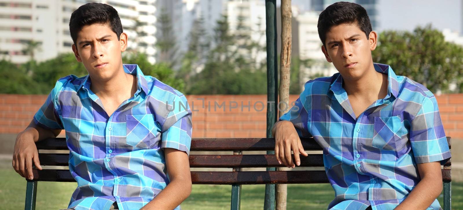 Teen Boy Posing As Twin Brothers