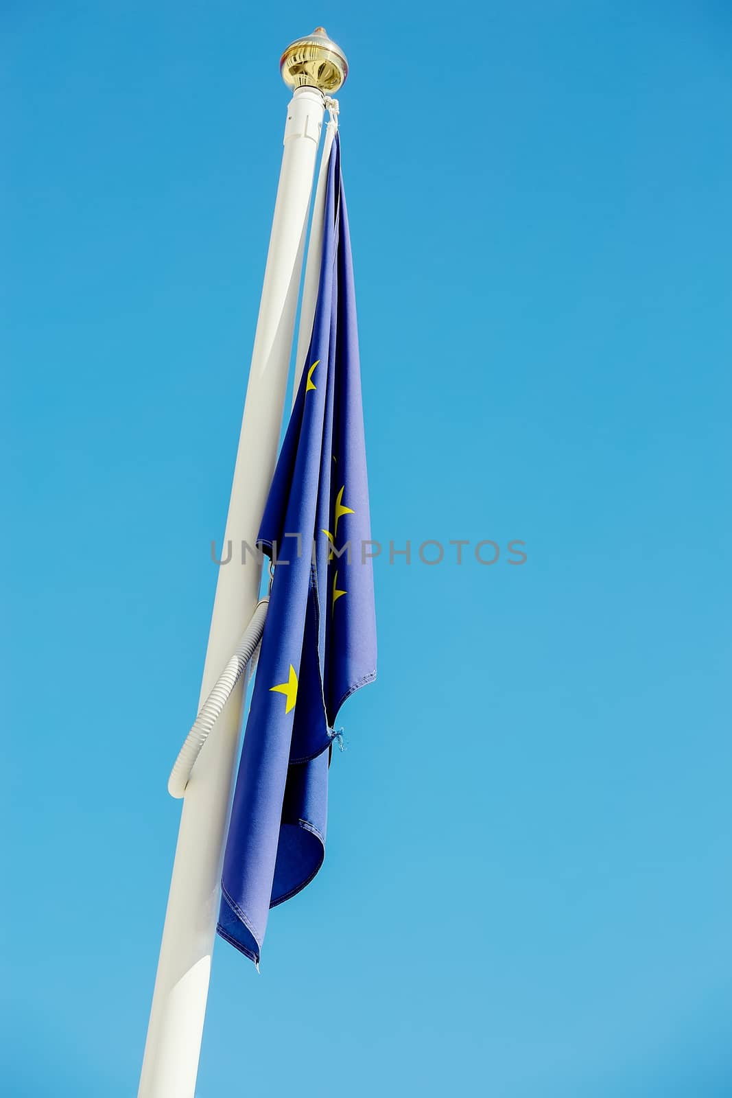 flag at half-mast illustrating a fall of european union by pixinoo