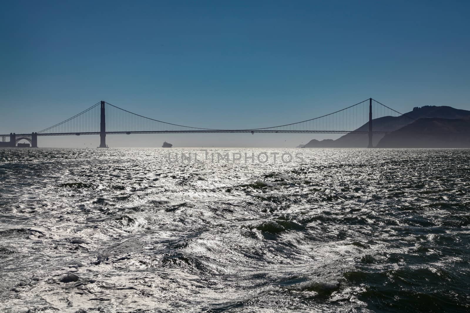 A silhouette of the Golden Gate Bridge