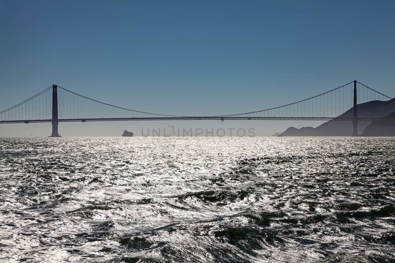 A silhouette of the Golden Gate Bridge