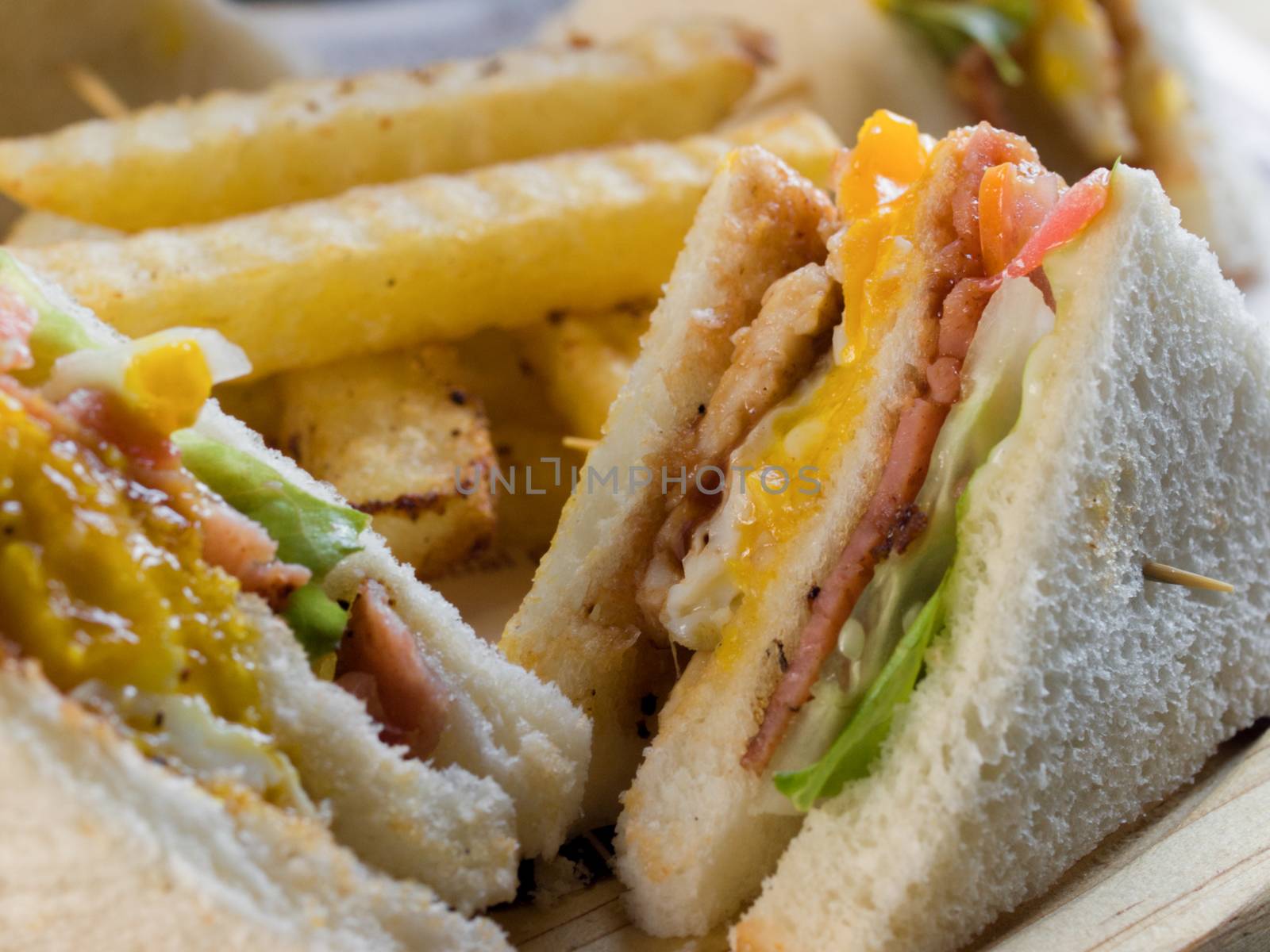 COLOR PHOTO OF CLUB SANDWICH ALSO CALLED CLUBHOUSE SANDWICH