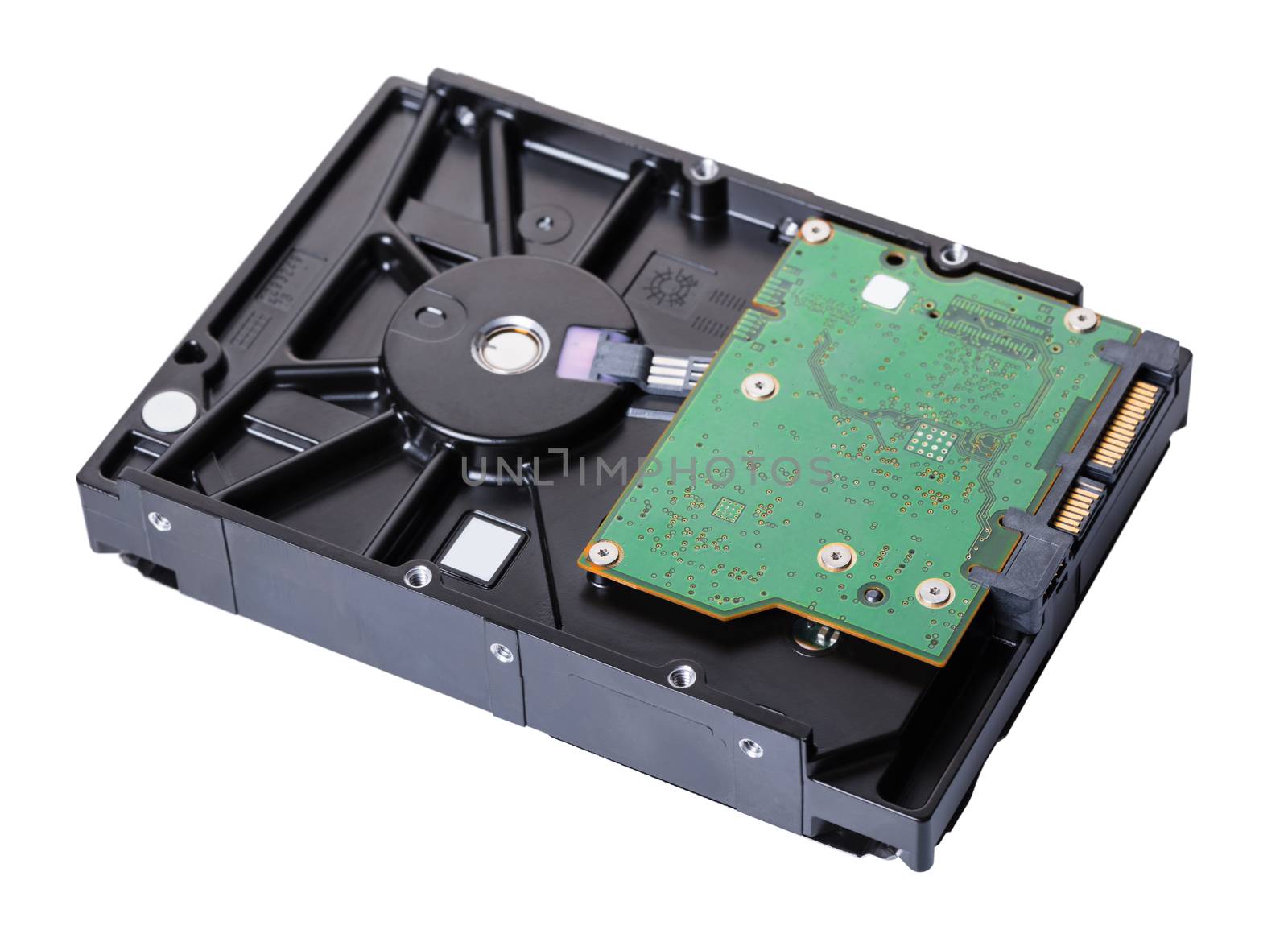 Computer hard drive on white isolated background