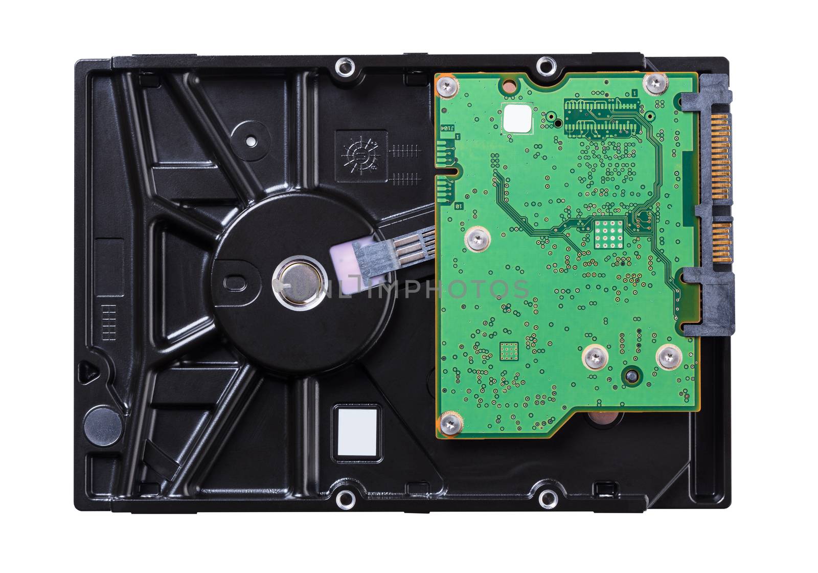 Computer hard drive on white isolated background