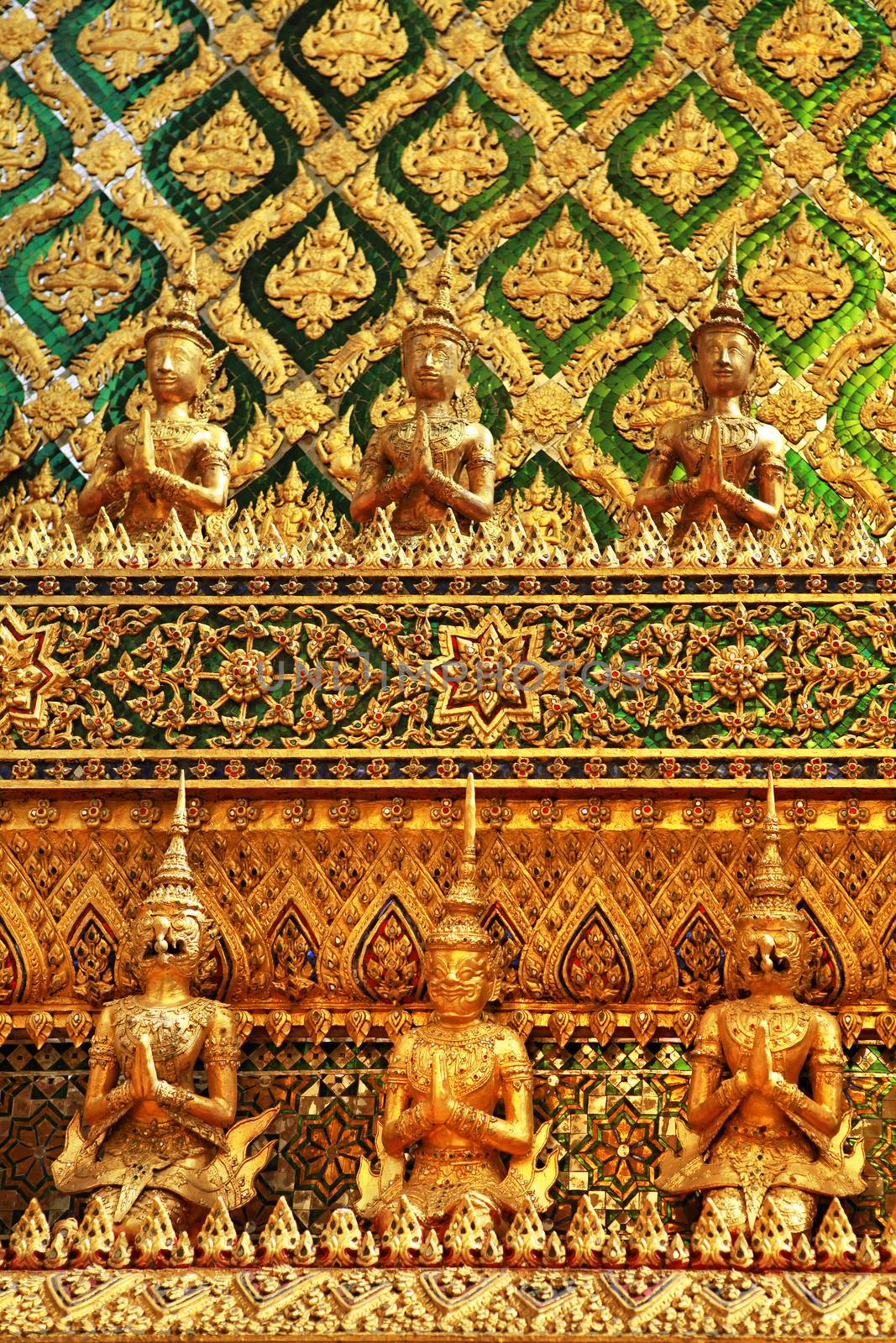 part of wall in Wat Phra Kaeo temple by ssuaphoto