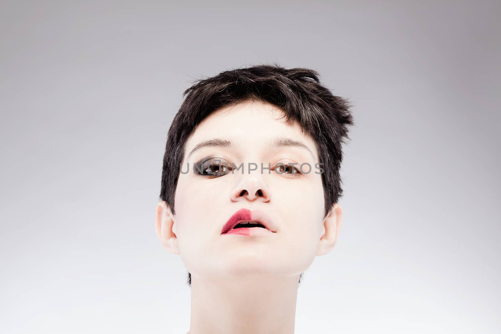 half make up on a girl with short hair by kokimk