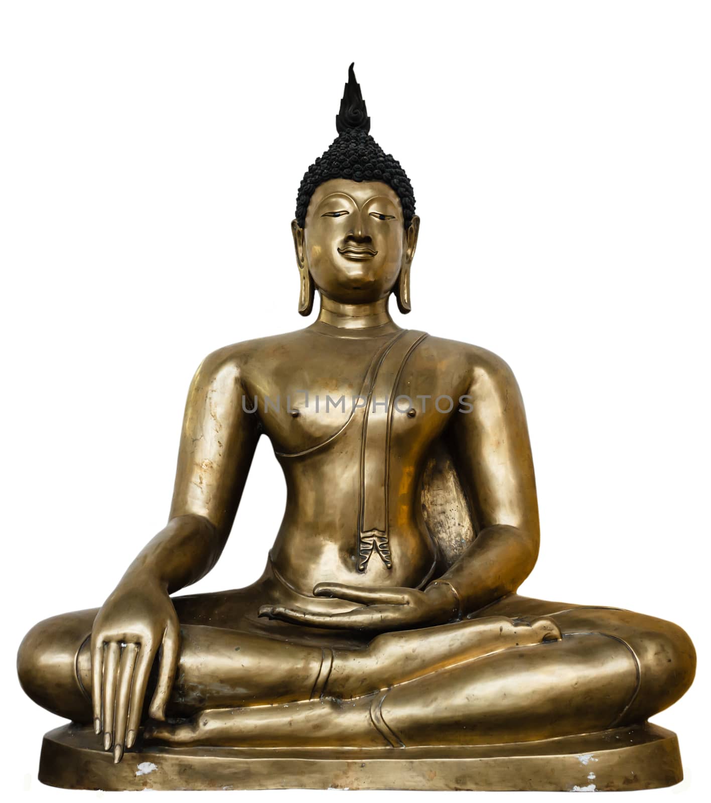 Ancient Buddha Image Isolated on White Background.