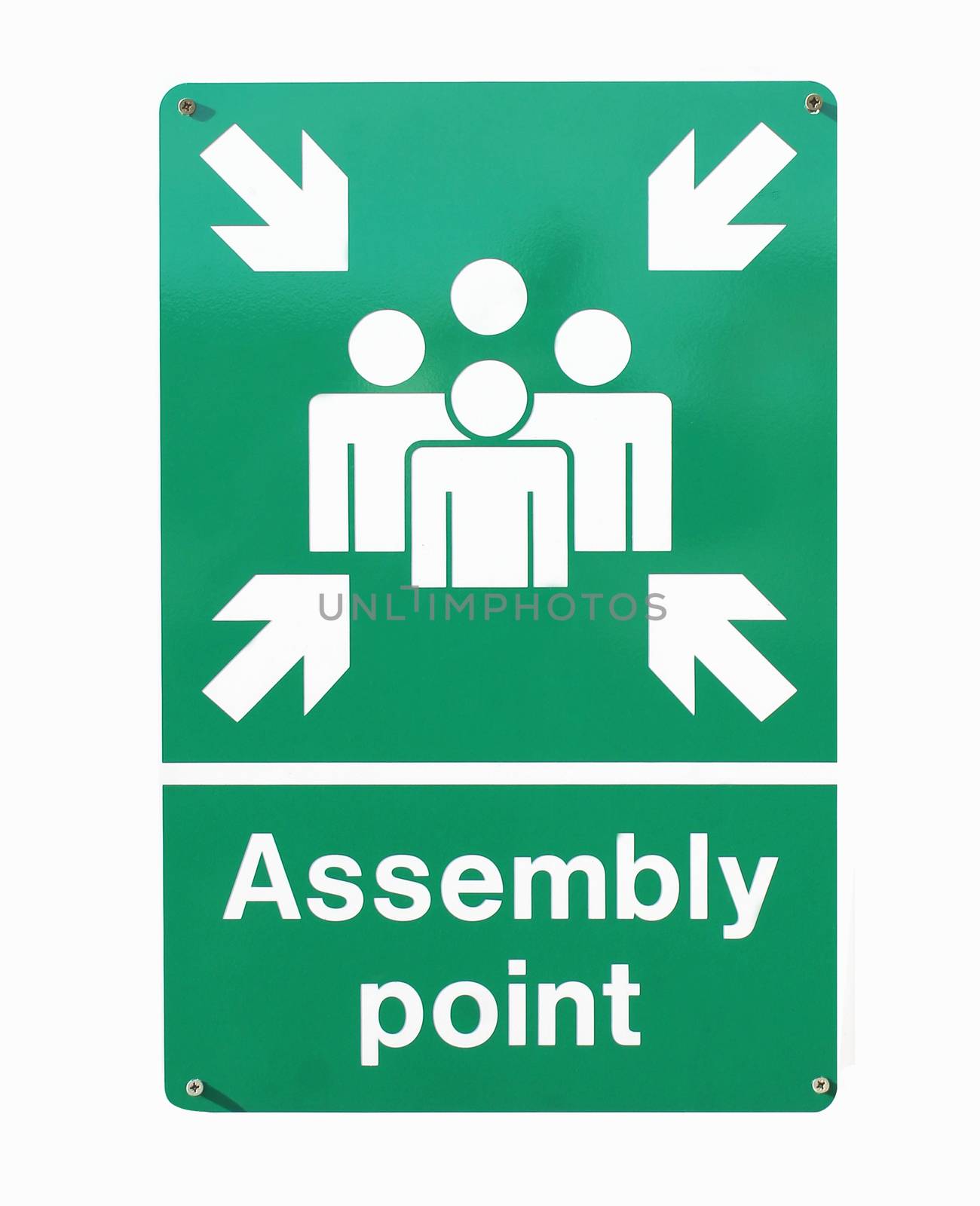 Assembly point sign isolated on a white background.