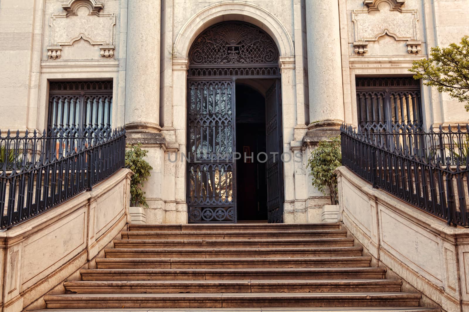 Old door in the city of Lisbon, Portugal