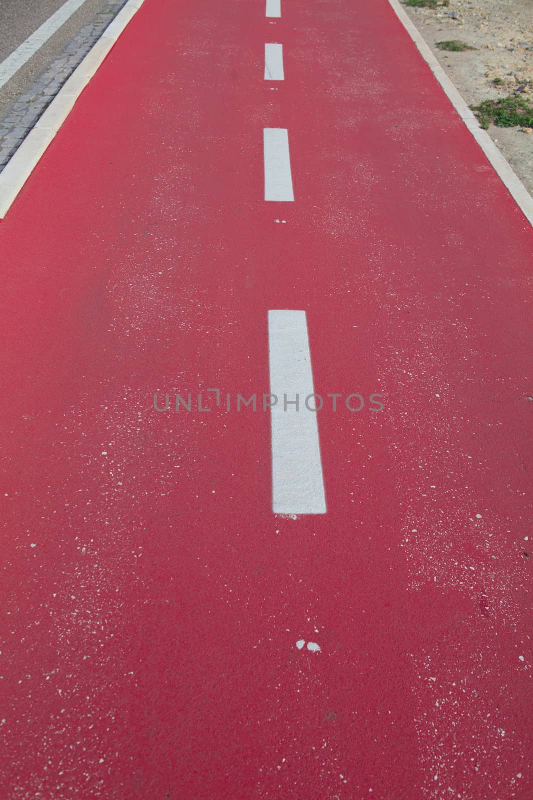 Red bicycle path by kalnenko
