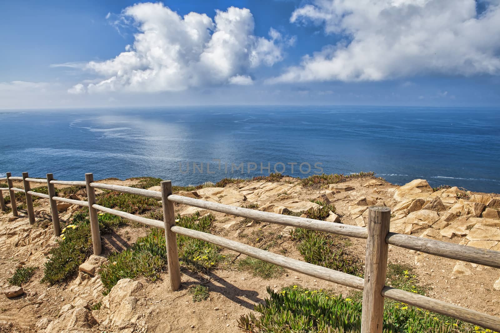 Atlantic ocean from Cabo da Roca, the western point of Europe, Portugal.