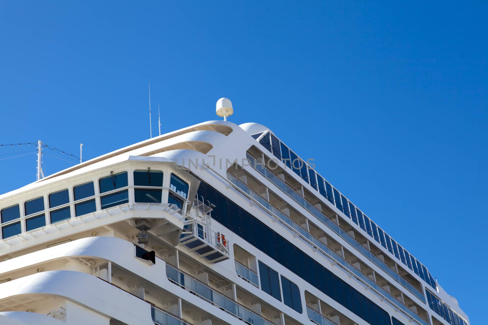 Side angle view on large cruise liner ship