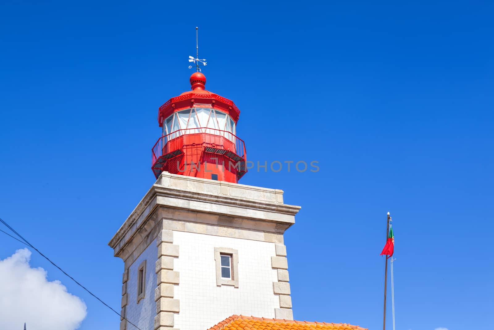 Lighthouse at Cabo da Roca, Portugal, the most west cape of cont by kalnenko
