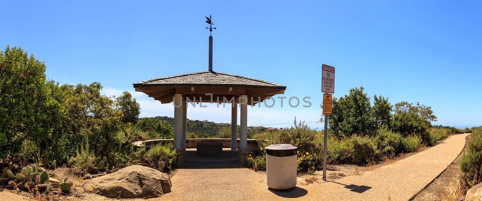 Gazebo over Bobcat Hiking Trail in Newport Beach by steffstarr