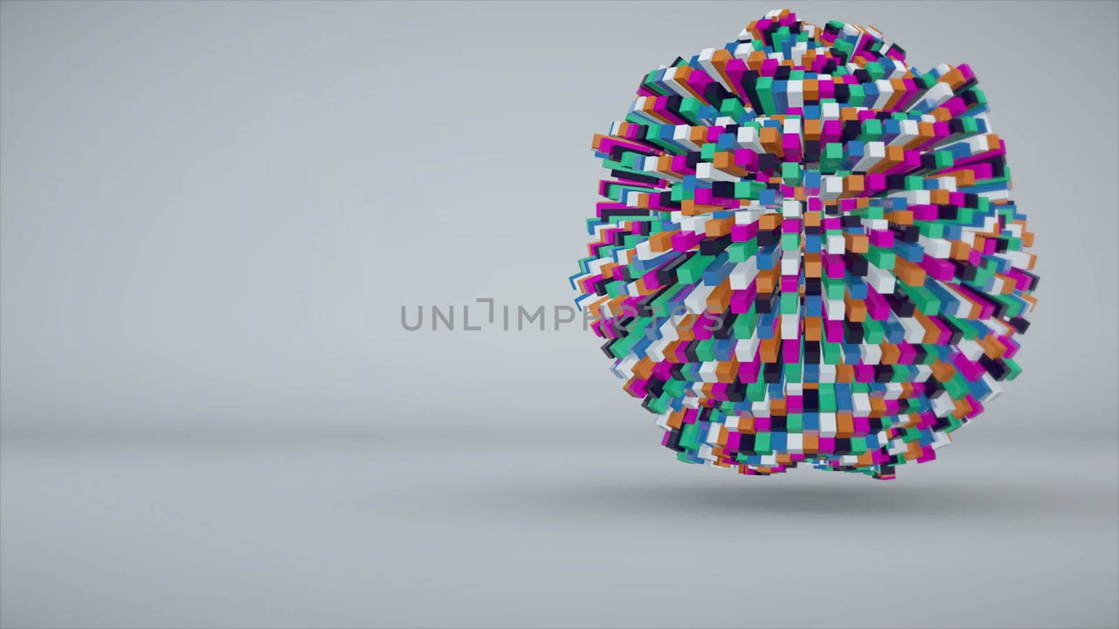 Colorful cubes making up the sphere. 3d rendering