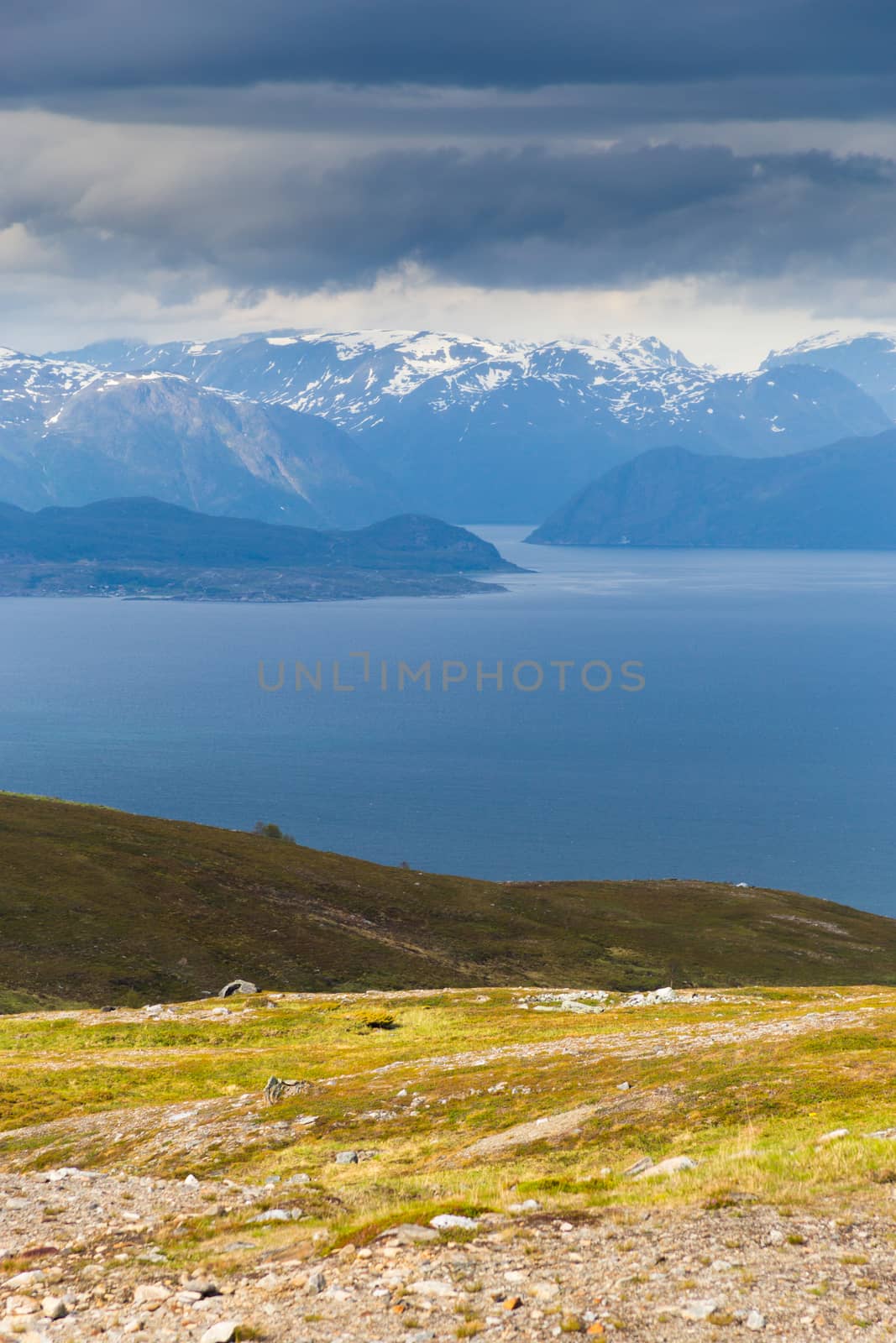 Norway fjord landscape with mountains