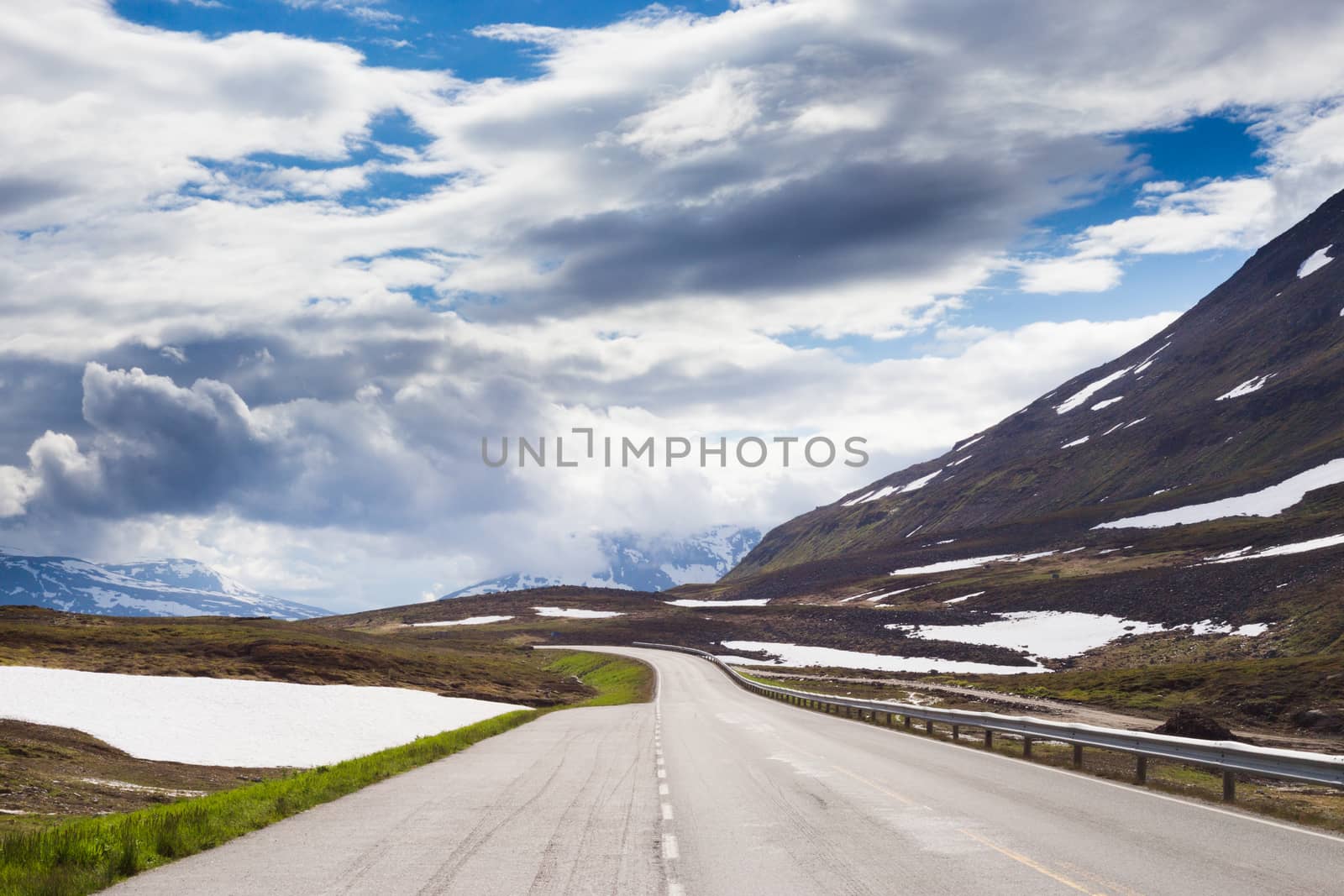 Road in Norway, landscape with mountains