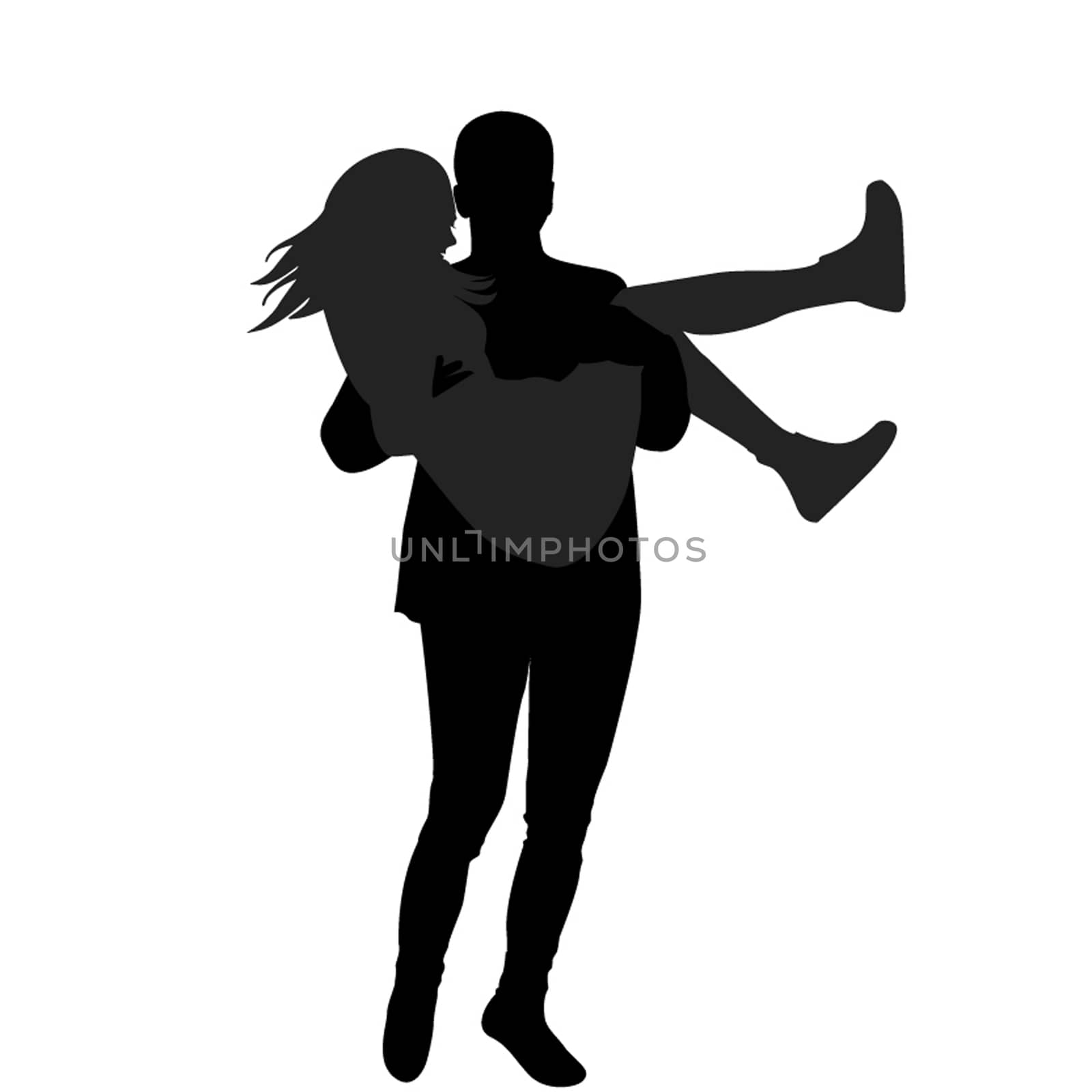 Man holding woman in his arms