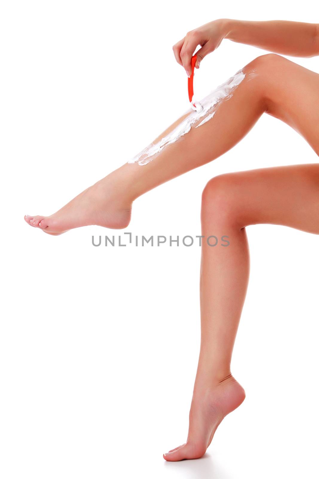 Woman shaves her leg by Nobilior