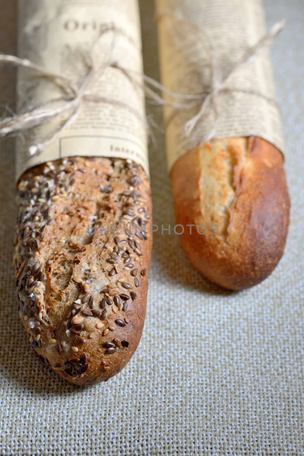 Different homemade baguette bread