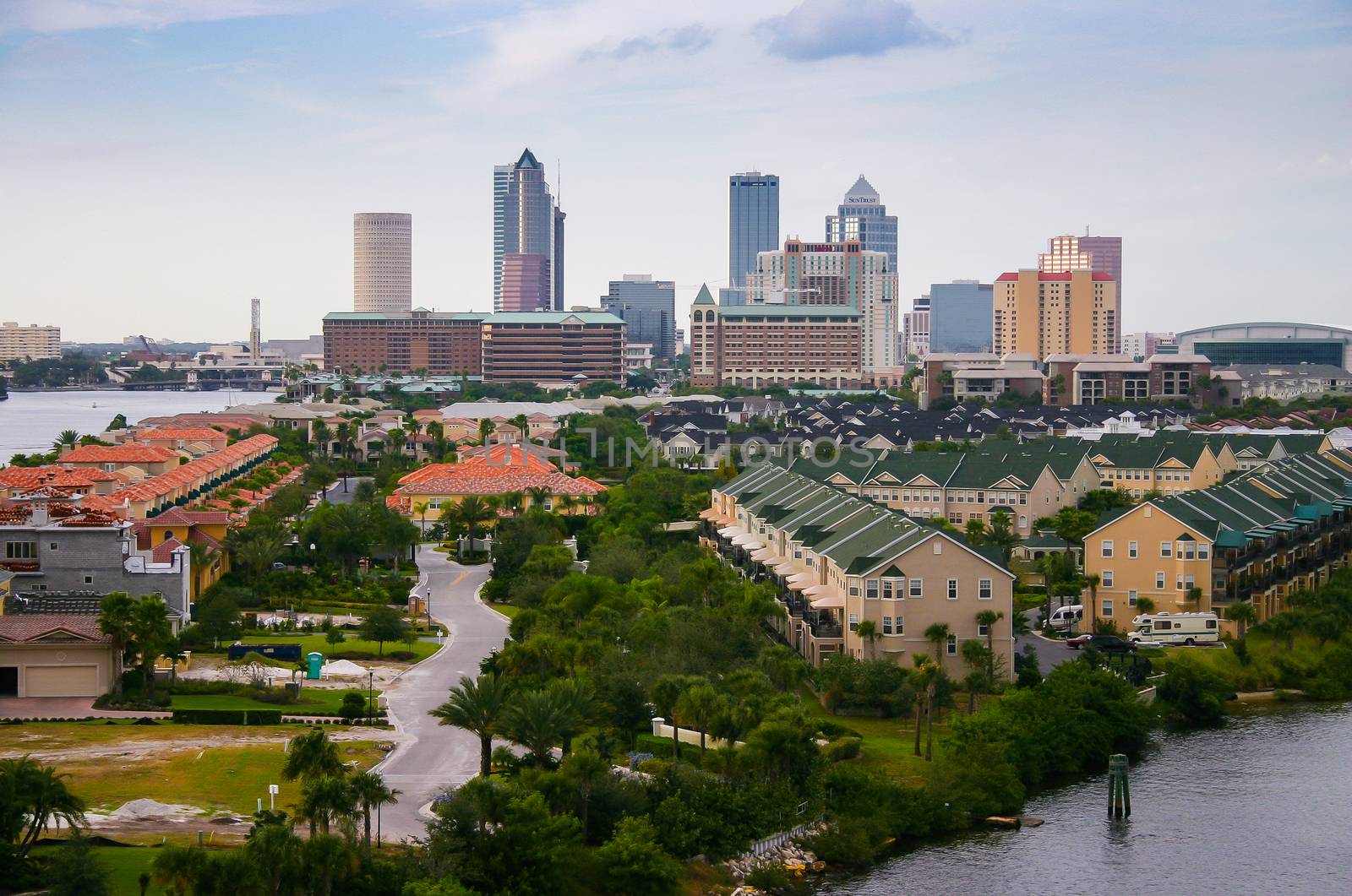 Tampa city skyline, panoramic view on modern skyscrapers in business downtown, Florida, USA