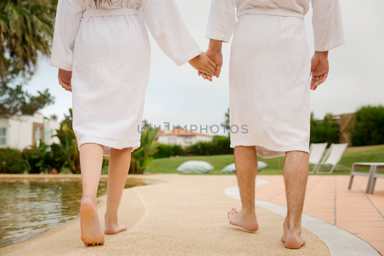 Young couple enjoying vacations in a hotel