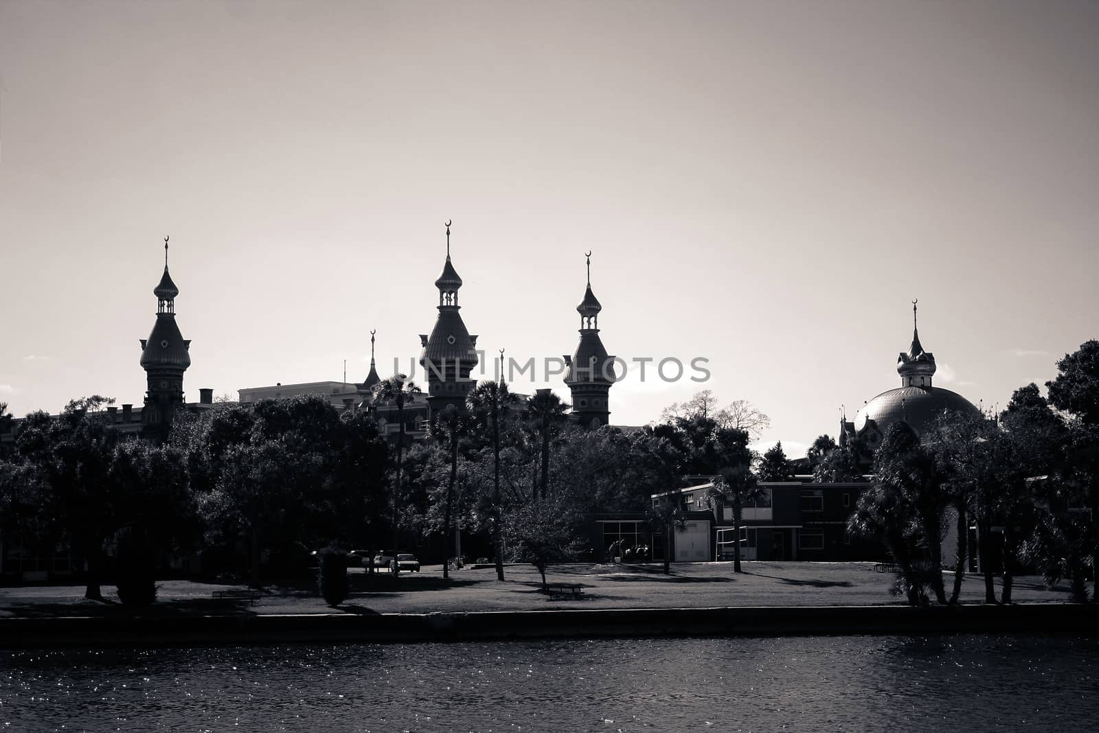 Moorish towers architecture silhouette of the University of Tampa, Florida