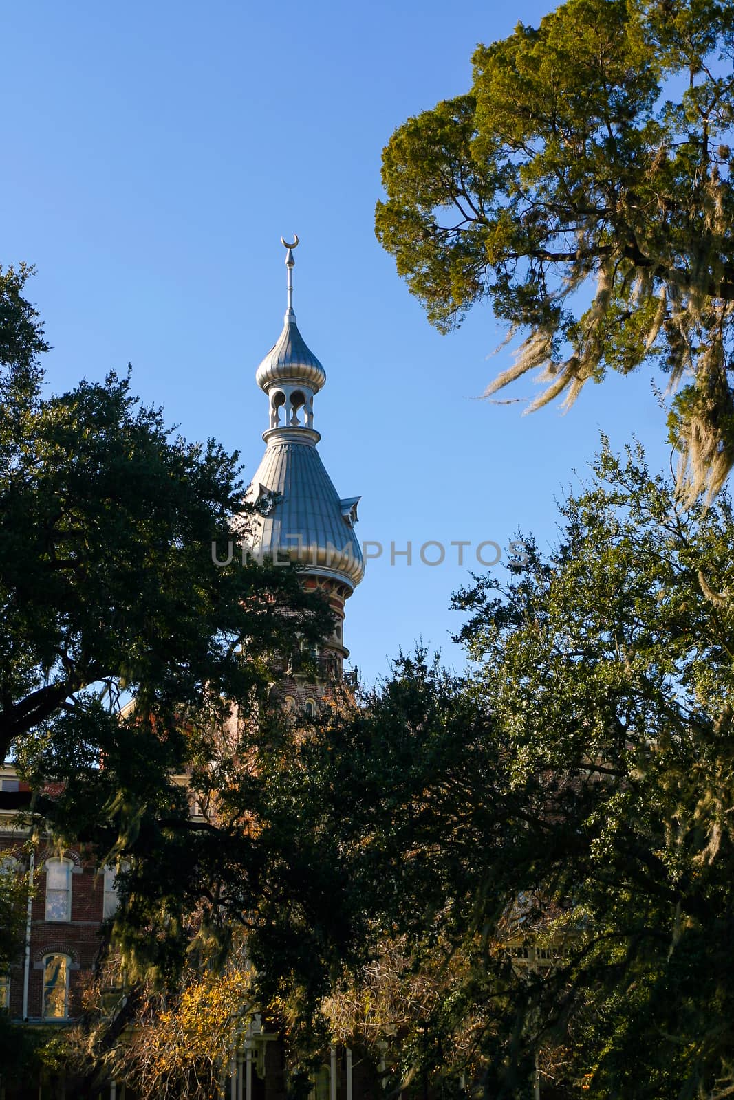 Moorish towers architecture silhouette of the University of Tampa, Florida